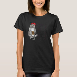 Womens Mama Of House Messy Cat Coffee Cat T-Shirt