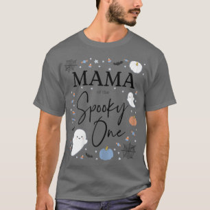 Womens Mama of the Spooky One First Birthday Blue T-Shirt