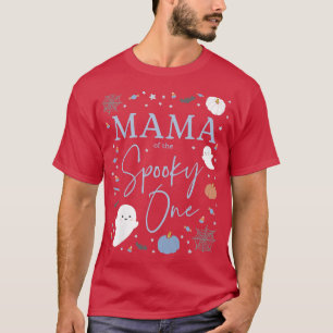 Womens Mama of the Spooky One First Birthday Blue T-Shirt