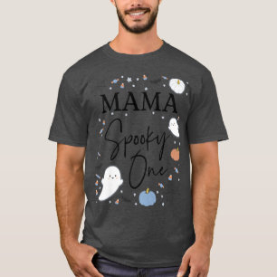 Womens Mama of the Spooky One First Birthday Blue  T-Shirt