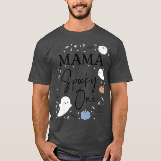 Womens Mama of the Spooky One First Birthday Blue  T-Shirt