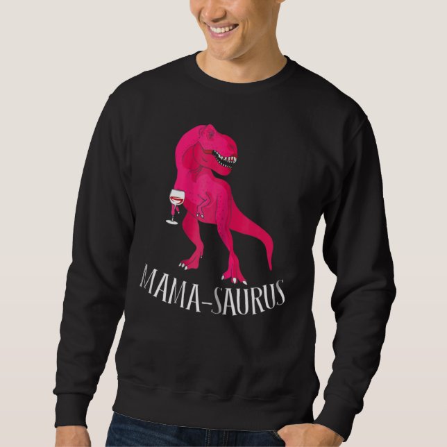 Womens Mama Saurus Pink Dinosaur Sweatshirt (Front)