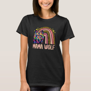 Womens Mama Wolf Wolves Wild Mum Rainbow Leopard T-Shirt