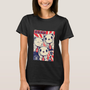 Womens Maneki Nekos Lucky Cats Good Luck Feng Shui T-Shirt