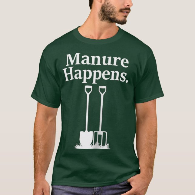 Womens Manure Happens Funny Horse Owner Quote T-Shirt (Front)