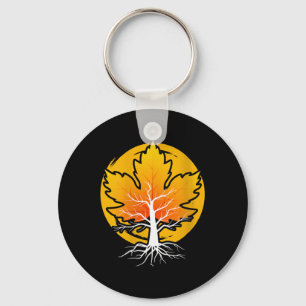 Womens Maple Leaf Autumn Fall Season Tree Leaf Map Key Ring