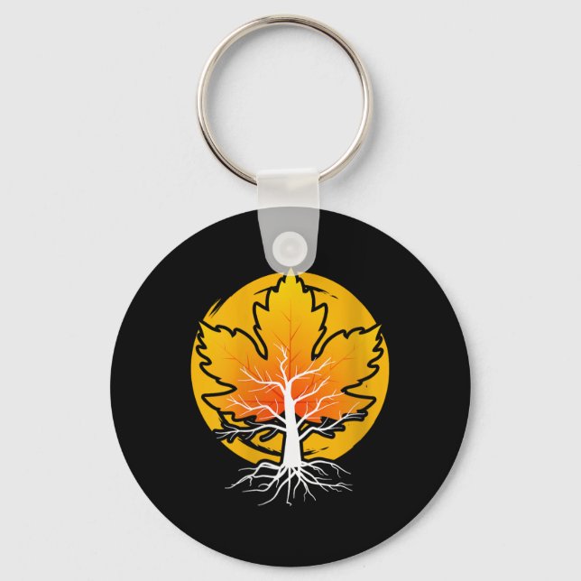 Womens Maple Leaf Autumn Fall Season Tree Leaf Map Key Ring (Front)