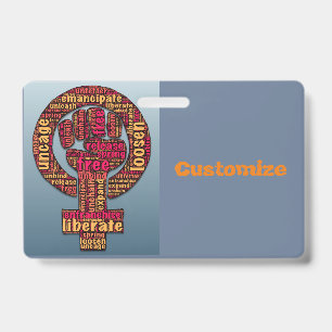 women's march 2017 raised fist ID badge