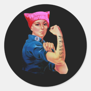Women's March Art Rosie Resists Classic Round Sticker