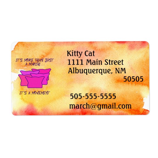Women's March, Pink Hat, Movement, watercolor Shipping Label