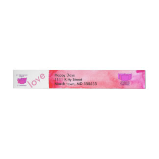 Women's March, Pink Hat, Movement, watercolor Wraparound Address Label