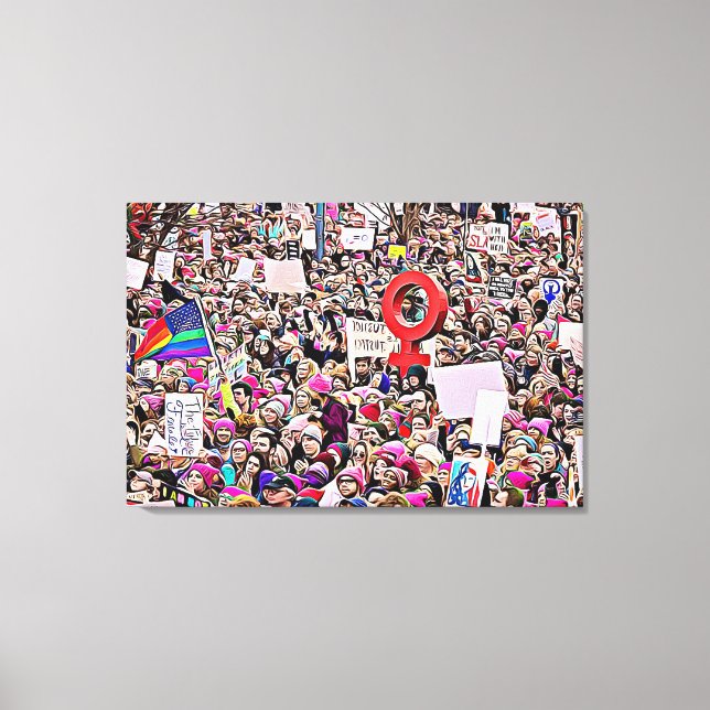 Womens March Rally Protest Wrapped Canvas Wall Art (Front)