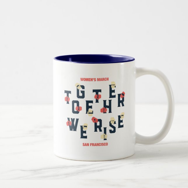 Women's March SF - Together We Rise Two-Tone Coffee Mug (Right)