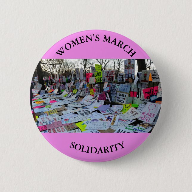 Women's March signs solidarity equality button (Front)