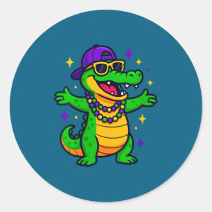 Women's Mardi Gras Alligator New Orleans Parties C Classic Round Sticker