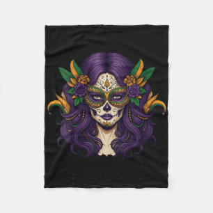 Womens Mardi Gras Costume Women Sugar Skull Carniv Fleece Blanket