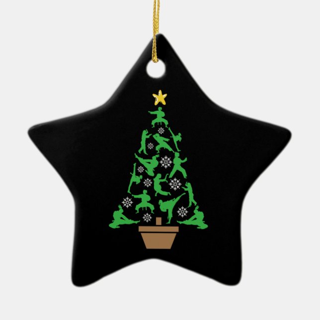 Women's Martial Arts - Girls Karate Christmas Tree Ceramic Tree Decoration (Front)