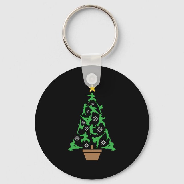 Women's Martial Arts - Girls Karate Christmas Tree Key Ring (Front)