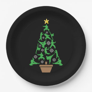 Women's Martial Arts - Girls Karate Christmas Tree Paper Plate