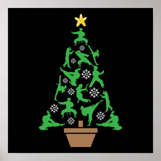 Women's Martial Arts - Girls Karate Christmas Tree Poster (Front)
