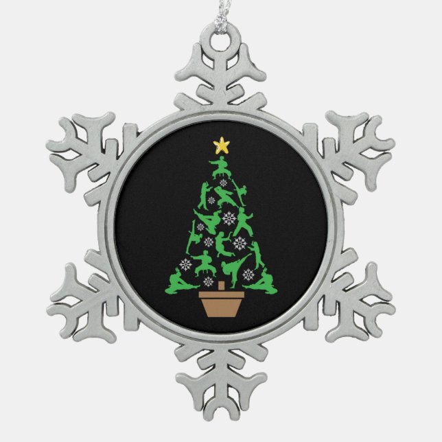 Women's Martial Arts - Girls Karate Christmas Tree Snowflake Pewter Christmas Ornament (Front)