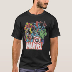 Womens Marvel Avengerseam Retro Comic Vintage VNec T-Shirt