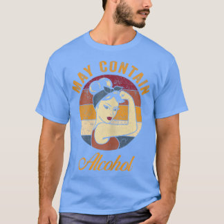 Womens May Contain Alcohol  Funny Wine Tee Beer Wh