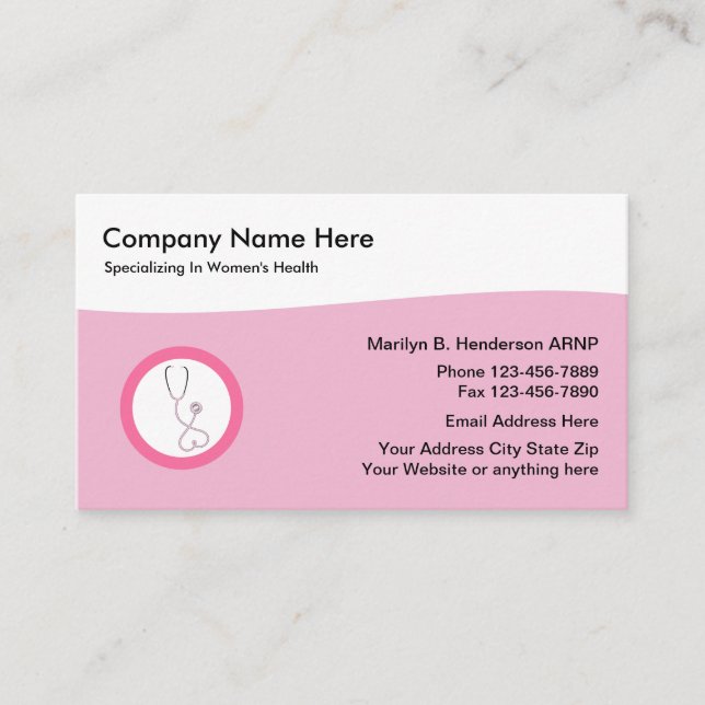 Women's Medical Health Business Card (Front)