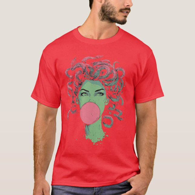Womens Medusa Bubblegum Mythological Snake Hair Go T-Shirt (Front)