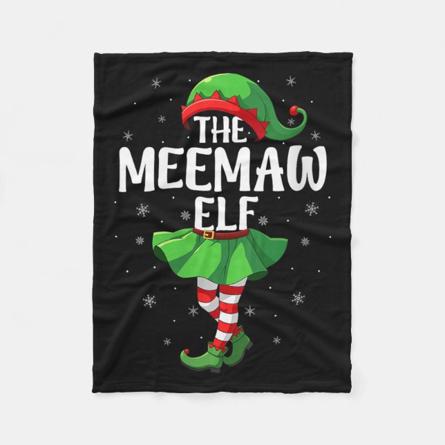Womens Meemaw Elf Christmas Girls Women Elf Squad  Fleece Blanket (Front)