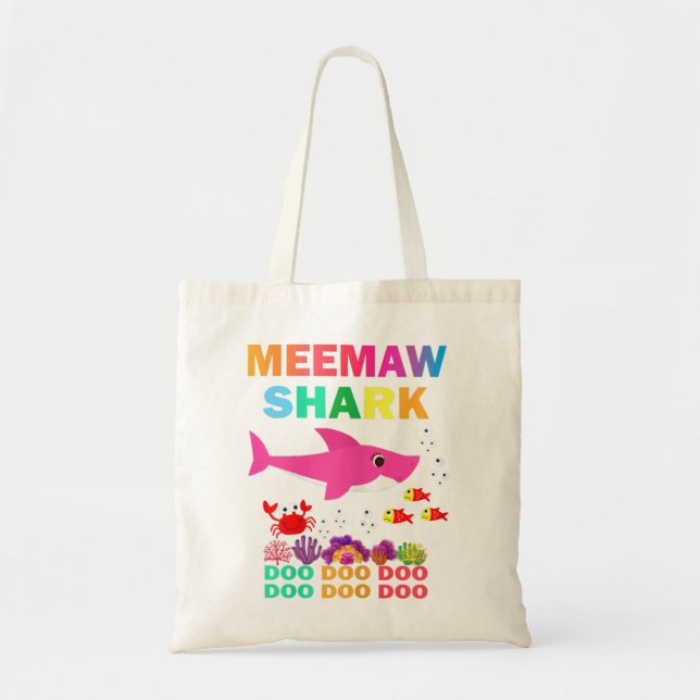 Womens Meemaw Shark Shirt Matching Family Mother's Tote Bag (Front)