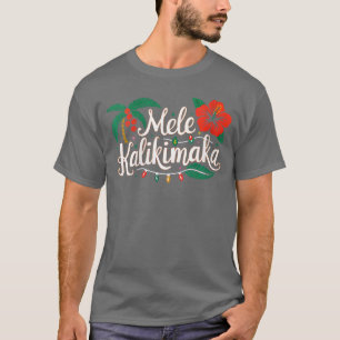 Womens Mele Kalikimaka Hibiscus Palm Waikiki Big I T-Shirt