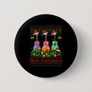 Womens Mele Kalikimaka Ukulele Guitar Ugly Xmas Sw 6 Cm Round Badge