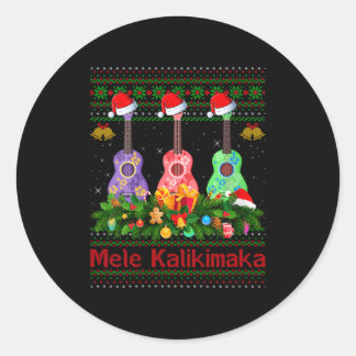 Womens Mele Kalikimaka Ukulele Guitar Ugly Xmas Sw Classic Round Sticker