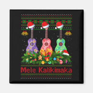 Womens Mele Kalikimaka Ukulele Guitar Ugly Xmas Sw Magnet