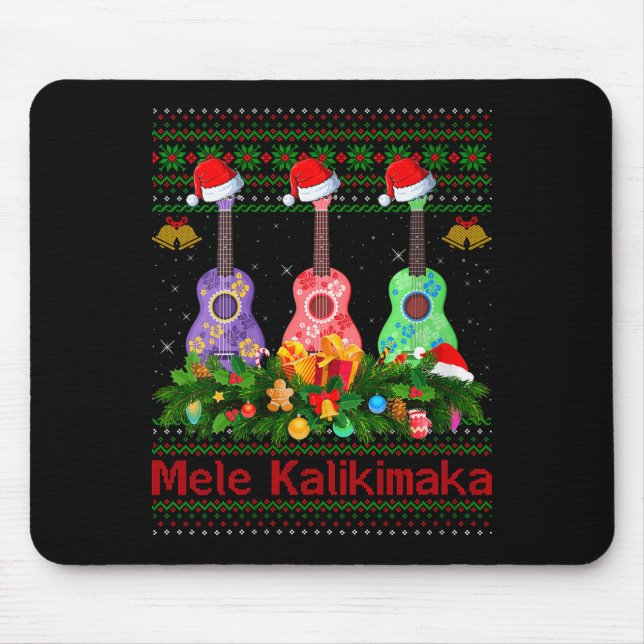 Womens Mele Kalikimaka Ukulele Guitar Ugly Xmas Sw Mouse Mat (Front)