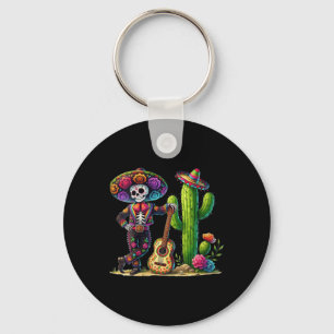 Womens Men Skeleton Cinco De Mayo Mariachi Fiesta Key Ring