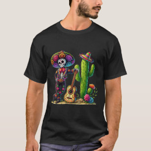 Womens Men Skeleton Cinco De Mayo Mariachi Fiesta T-Shirt