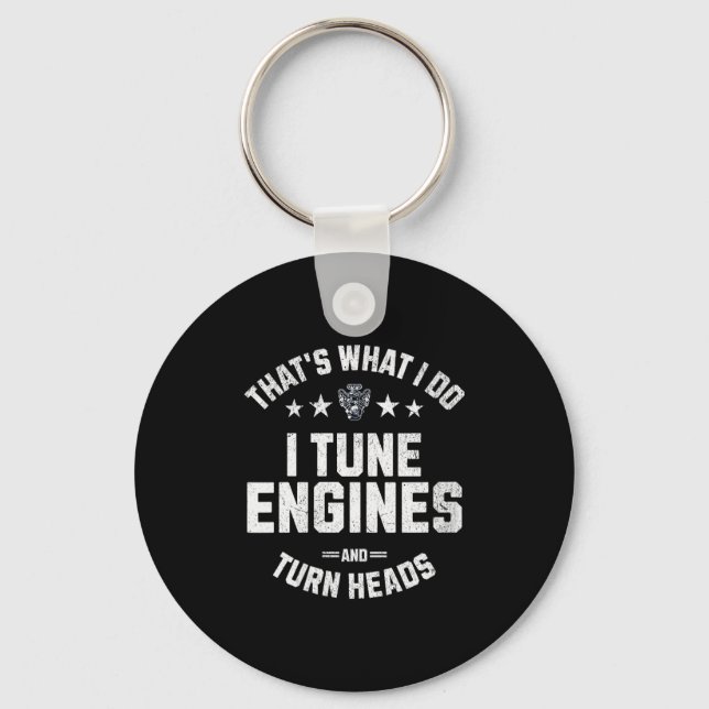 Womens Mens Funny I Tune Engines Mechanic Engineer Key Ring (Front)