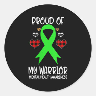 Womens Mental Health Awareness Proud Of My Warrior Classic Round Sticker
