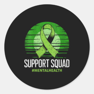 Womens Mental Health Squad Brain Illness Mental He Classic Round Sticker