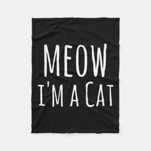 Womens Meow A Cat - Funny Cat Lover Lazy Halloween Fleece Blanket