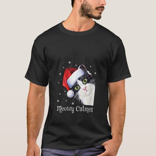 Womens Meowy Catmas Christmas And Happy New Year C T-Shirt (Front)