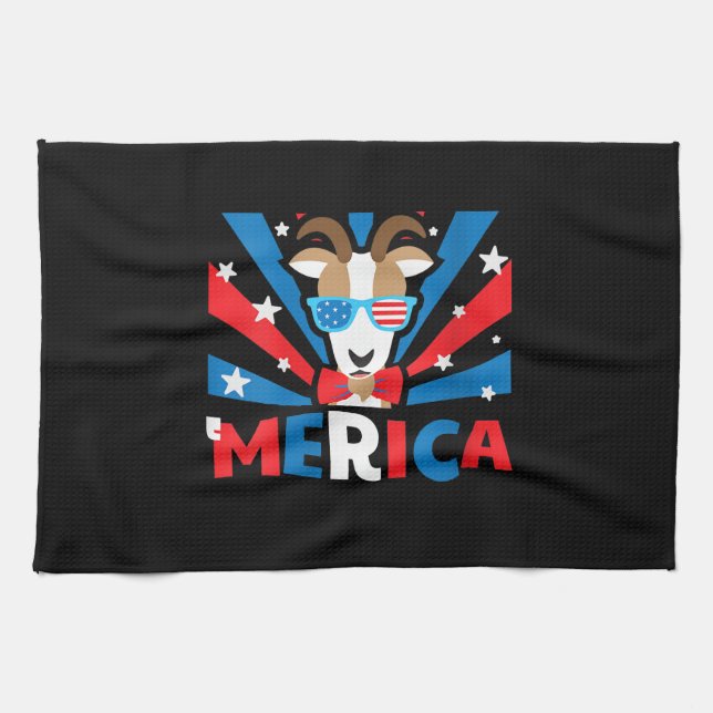 Womens Merica Goat Tea Towel (Horizontal)