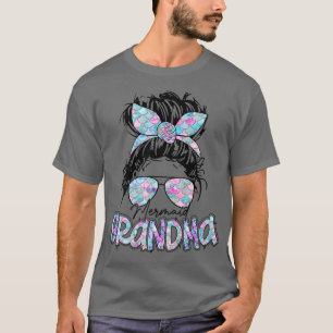 Womens Mermaid Grandma Messy Bun Hair Sunglasses B T-Shirt