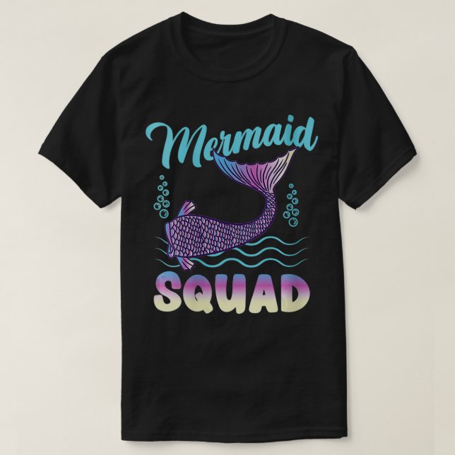 Womens Mermaid Squad Mermaid Birthday VNeck  T-Shirt (Design Front)