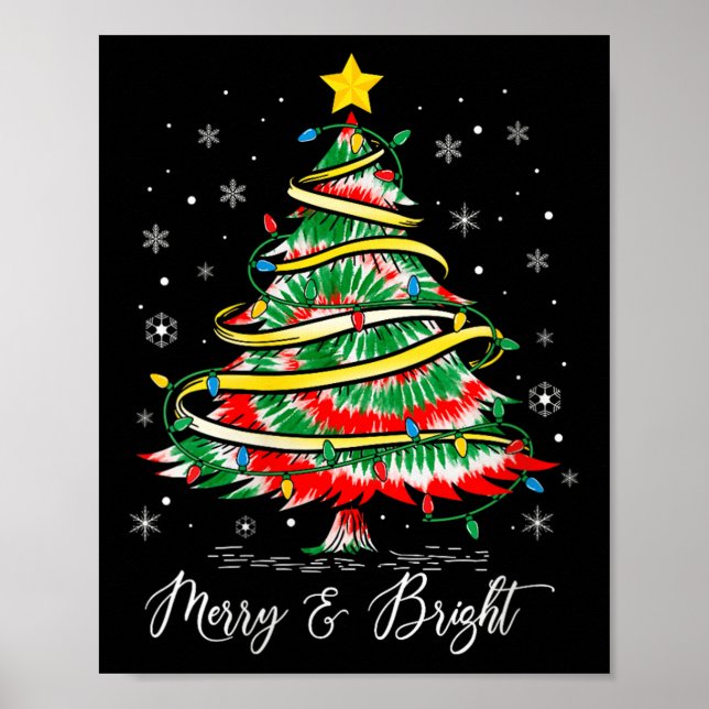 Womens Merry &amp; Bright Merry Christmas Tree Tie Poster (Front)
