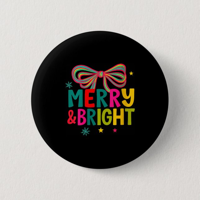 Womens Merry And Bright Christmas Crew 2025 Funny  6 Cm Round Badge (Front)