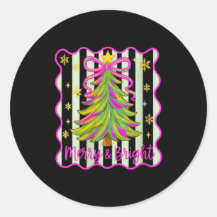 Womens Merry And Bright Christmas Crew 2025 Funny  Classic Round Sticker