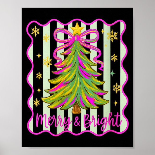 Womens Merry And Bright Christmas Crew 2025 Funny  Poster (Front)